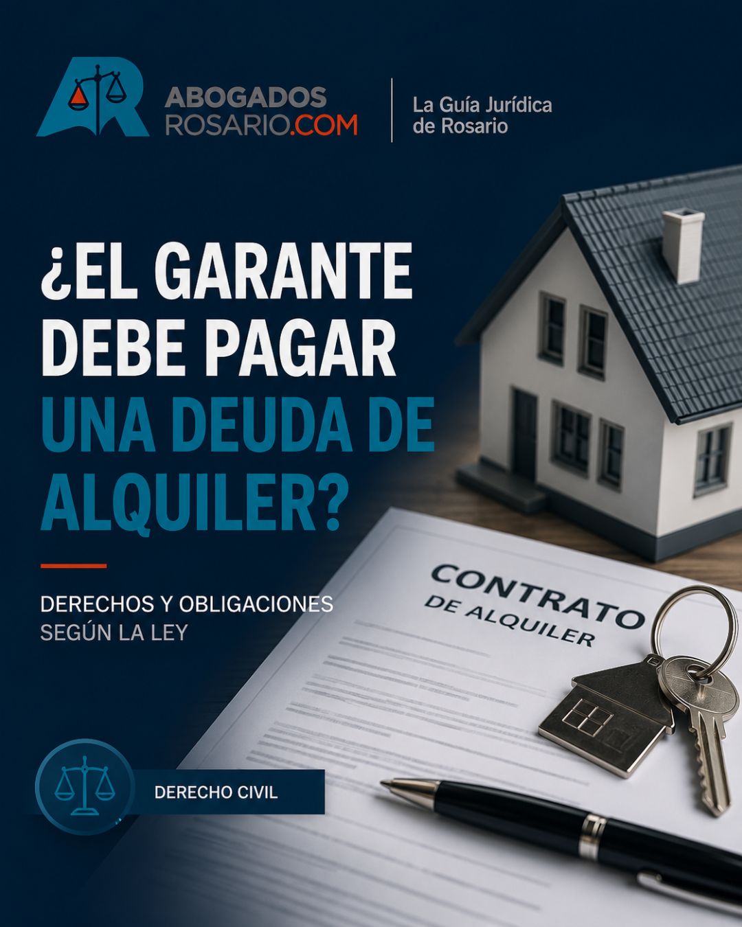 Contrato de alquiler con llaves de una vivienda, ilustrando la responsabilidad del garante ante una deuda de alquiler.